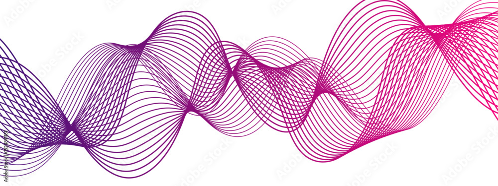 Fototapete Abstract background with a flowing wave pattern and thin, smooth, evenly spaced lines. Lines form soft, overlapping curves and loops convey a sense of motion, fluidity, and lightness. 