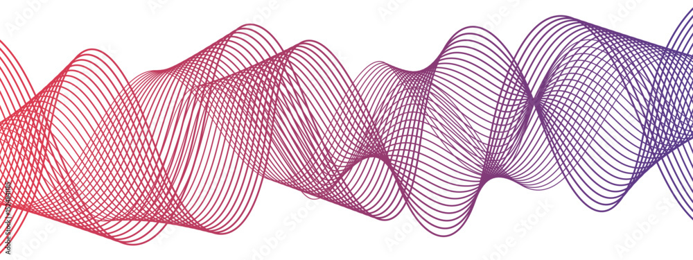 Aufkleber Abstract background with a flowing wave pattern and thin, smooth, evenly spaced lines. Lines form soft, overlapping curves and loops convey a sense of motion, fluidity, and lightness. 