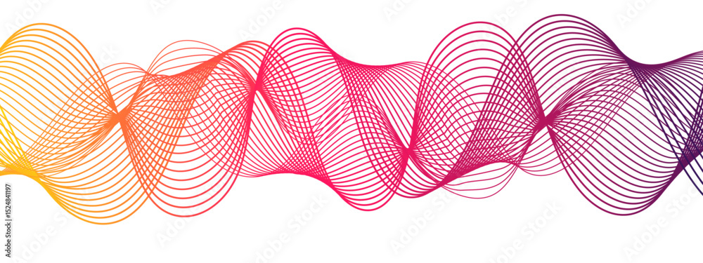 Aufkleber Abstract background with a flowing wave pattern and thin, smooth, evenly spaced lines. Lines form soft, overlapping curves and loops convey a sense of motion, fluidity, and lightness. 