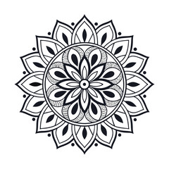 mandala, mandala design, mandala design idea, mandala design vector, mandala sample Isolated flower mandala in vector. Round line pattern. Vintage monochrome element for coloring pages and design	