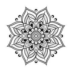 mandala, mandala design, mandala design idea, mandala design vector, mandala sample Isolated flower mandala in vector. Round line pattern. Vintage monochrome element for coloring pages and design	