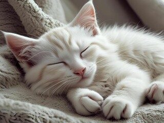 眠る白猫[GenerativeAi]
