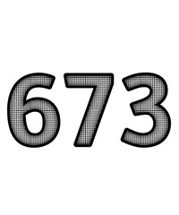 Black and white color numbers 673