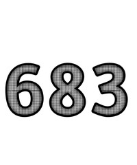 Black and white color numbers 683