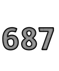 Black and white color numbers 687