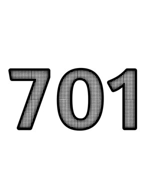 Black and white color numbers 701