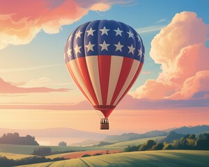Balloon with the american flag for us national loyalty day celebration