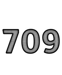Black and white color numbers 709