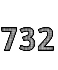 Black and white color numbers 732