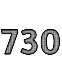 Black and white color numbers 730