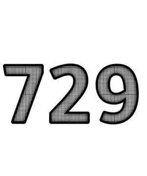 Black and white color numbers 729