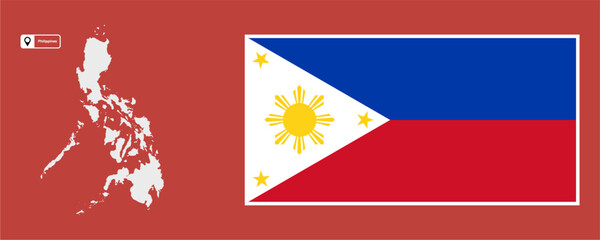 vector map and flag of the philippines