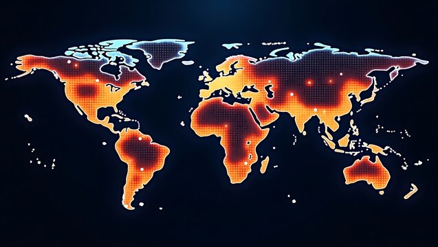 Global heatmap abstract world map illustration