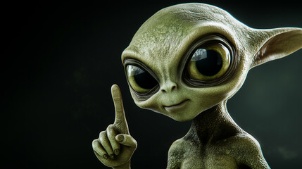 A green alien with a green face and a green nose is shown with its hand over its face