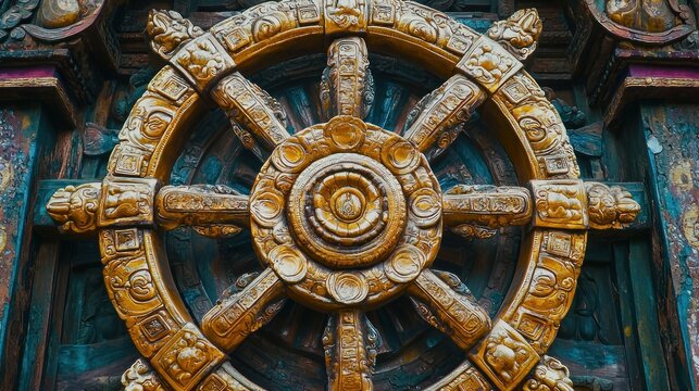 The Dharma Wheel (Dharmachakra) - Symbolizes Buddhaâ€™s teachings.