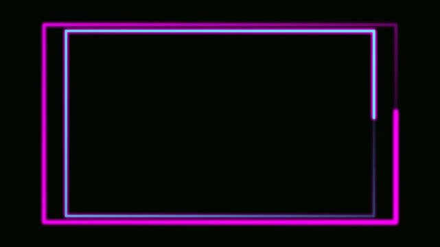 Neon Facecam overlay. Seamless loop. Animated facecam or webcam. Neon lights rotate and spread colorful light. Drag and drop use. Red and White on black background. 4k