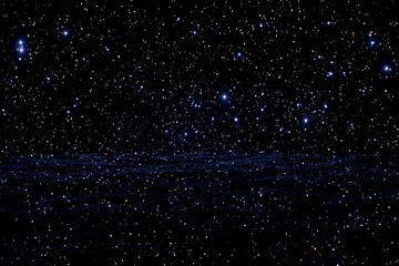 Obraz premium Night sky filled with countless stars and a distant horizon creating a sense of depth and wonder
