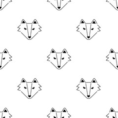 Wolf Face Pattern – Repeating Wild Animal Head Illustration for Print and Digital Us