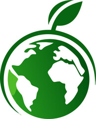 Green earth icon concept with leaves, World Environment Day, concept of saving the planet and ecology friendly concept Vector illustration