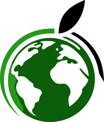 Green earth icon concept with leaves, World Environment Day, concept of saving the planet and ecology friendly concept Vector illustration