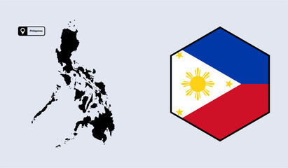 Fototapeta premium vector map and flag of the philippines
