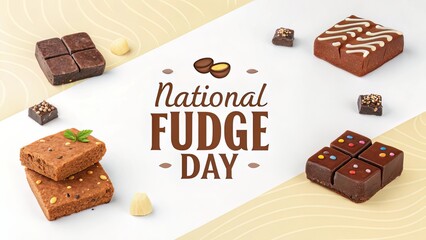 Celebrate National Fudge Day with an Assortment of Delicious and Decadent Fudge Squares, Each Decorated Uniquely, Perfect for Indulging in a Sweet Treat.