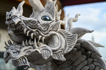 Statues of Serpent Guarding temples, Lanna Architecture, Symbols of Buddhism, South East Asia