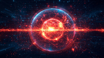 Obraz premium Futuristic neon burst with flickering radiant arcs