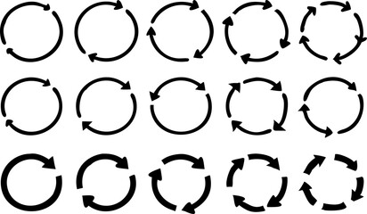 different circular arrows icon set , different thickness, Circular arrows sign, vector illustration