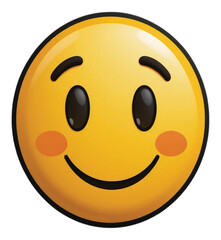 Fototapeta premium Cute smiling face emoji vector with rosy cheeks and happy expression for chat message emotion and reaction 