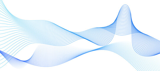 Abstract Blue Wave Lines on White Background