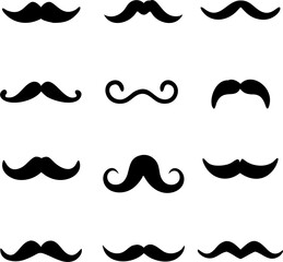 Mustache Icon Set. Vector set of hipster mustache