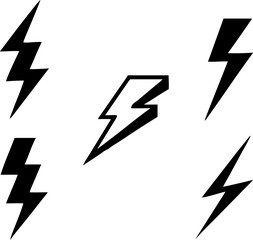 Lightning bolt icon set, Energy and thunder electricity symbol concept, vector Illustration