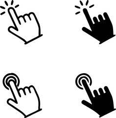 Touch vector icons set.Hand Cursor symbol. black Illustration isolated for graphic and web design