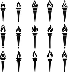 Torch vector icon set illustration design template