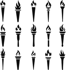 Torch vector icon set illustration design template