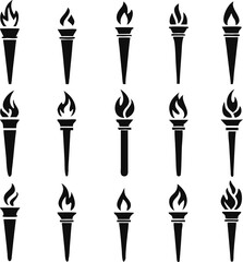 Torch vector icon set illustration design template