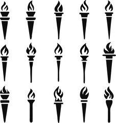 Torch vector icon set illustration design template