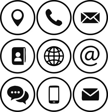 Contact us icons. Web icon set, vector Illustration on white background