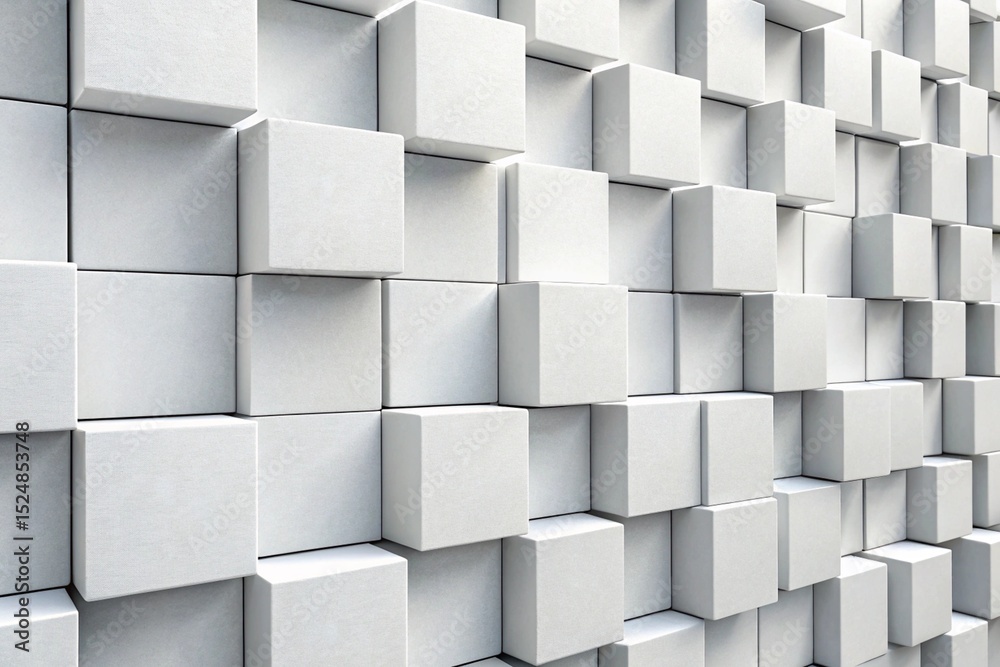 Wall mural abstract background of white cubes creating a modern geometric 3d textured pattern