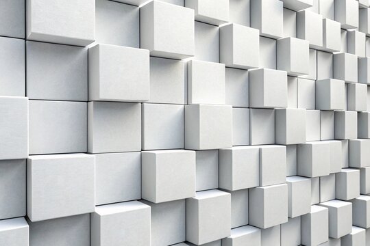 Fototapeta Abstract background of white cubes creating a modern geometric 3d textured pattern