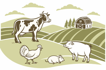 Rural Shadows: Farm Animal Vector Set