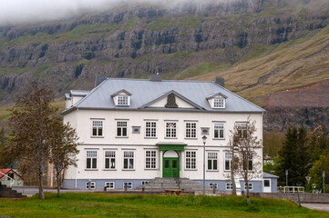 Seydisfjordur Iceland, street view of the local school