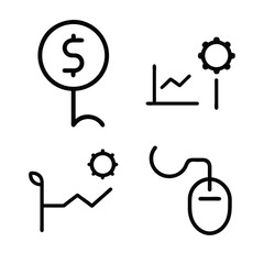 Phone and web business concept icon set: vector currency, time, and alphabet letter symbols