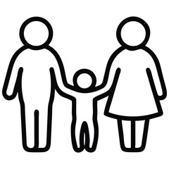 Family Icon Illustration Parents Holding Child's Hands, Symbolic Family Unit Representation