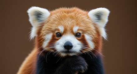 Close-up of a red panda, looking directly at the camera