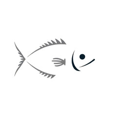 Fish Skeleton Logo Illustration with Abstract Face Elements on White Background – Modern Nautical Concept Art for Branding and Design