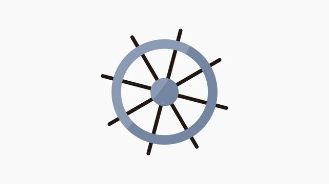 Ship wheel animation with blue and black design, suitable for nauticalthemed presentations, videos, websites, and educational materials.