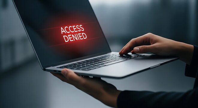 Typing on Laptop Showing Access Denied Message on Screen