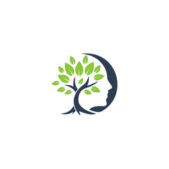 Obraz premium abstract style leaf human logo with tree people logo